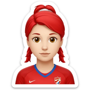woman soccer player with red jersey sticker