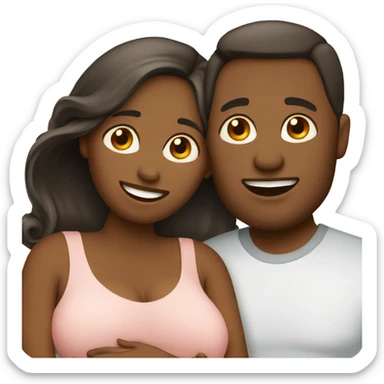 A pregnant woman with her husband  sticker
