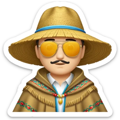 man with fashion pancho sunglasses sticker