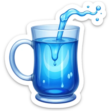 A large clear glass mug with a bright blue liquid inside. sticker