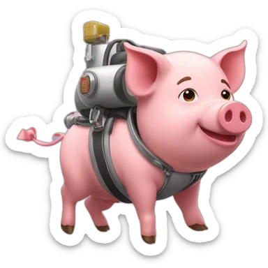 A pig with a jetpack sticker