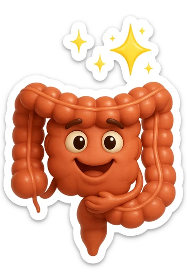 fammi un intestino identico a questo, ma felice e con le scintille di splendore dorate sopra, come se fosse in ottima salute sticker