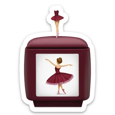 burgundy music box with ballerina standing back sticker