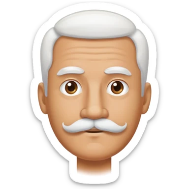 man with oval-shaped flat-top head and bushy white mustache sticker