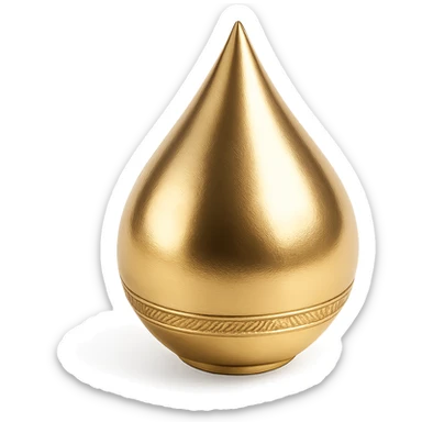 a single gold drop, shiny and metallic, gold emoji style, with a subtle shadow sticker