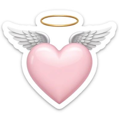 Light pink heart with white angel wings sticker