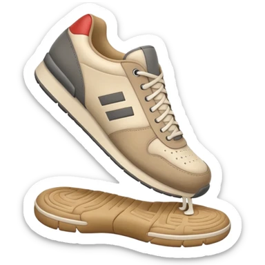 3D Apple-style emoji of a foot with a sneaker stepping on the ground, leaving a shoe print.






 sticker