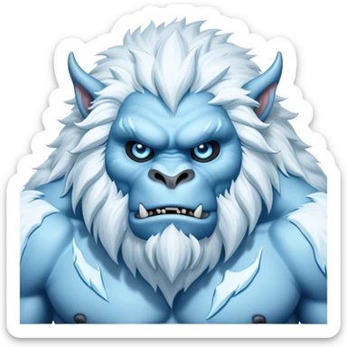Cinematic Realistic WoW Yeti Portrait, depicted as a majestic, colossal creature of the frozen wilds, with thick, shaggy fur in pristine icy white and subtle pale blue highlights. His powerful, muscular frame and piercing ice-blue eyes exude ancient wisdom and raw strength. Rendered with lifelike texture and natural frosty lighting, high shine, noble and imposing, capturing the essence of a legendary yeti guardian. sticker