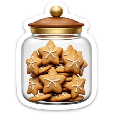 Realistic glass cookie jar with brown lid full of ginger stars cookies sticker