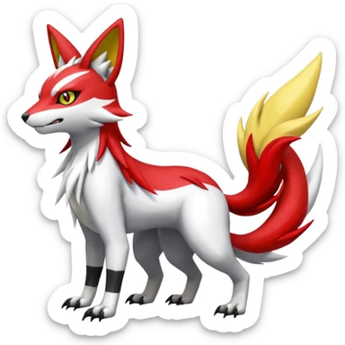 WereGarurumon-Meloetta-Renamon-Zangoose-fusion-hybrid-creature (full body) sticker