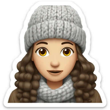 brunette girl in the cold with a woolly hat sticker