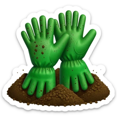 green gloves gardening with dirt sticker