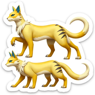 Latias-Koraidon-Renamon-Zeraora-Bastet-Fakémon-fusion-creature, full body sticker
