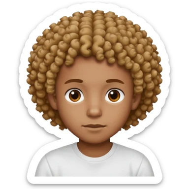 a black boy with a curly hair and a white t shirt  sticker