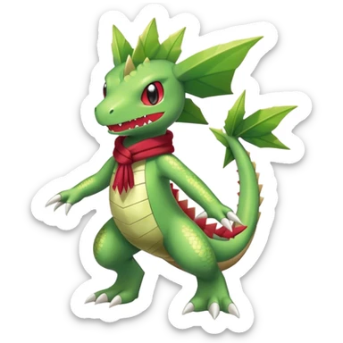 Shiny Cool Sparkly Cute Flygon-Tyranitar-Fakemon-hybrid-fusion with a scarf full body sticker