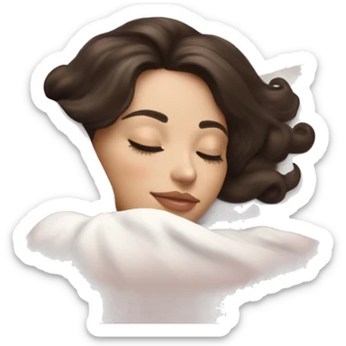 pretty brunette girl sleeping with cream coloured eye mask soft textures and ethereal glow sticker