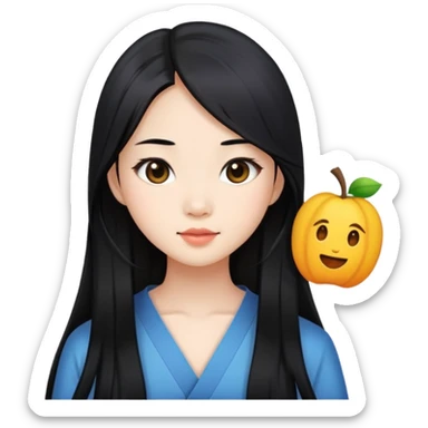 pretty asian girl with long black hair sticker