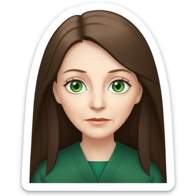 Pretty older woman with green eyes and long straight Ash-brown hair  sticker