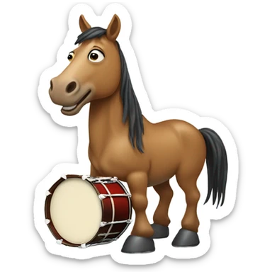 A horse playing the drums sticker