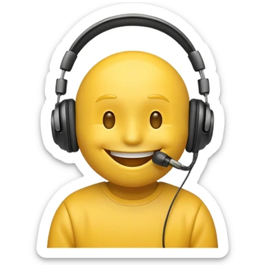 Smiley face whistling and wearing headphones sticker