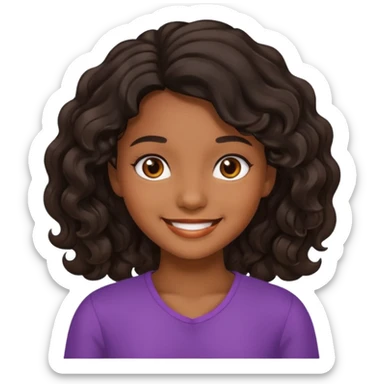 Black, wavy hair, brown skin, filipina defaulr emoji girl sticker