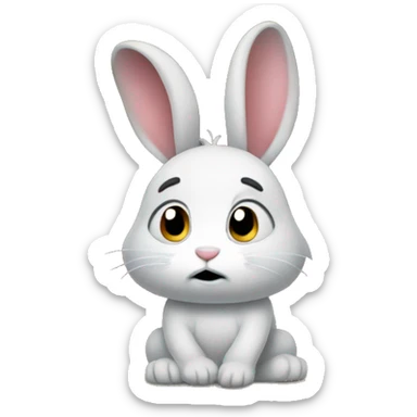 The little rabbit in the cave is sad sticker