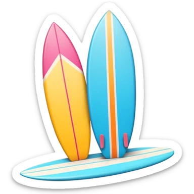 surfboard icon, tropical surfboard, glossy texture, bright colors, cute mobile game icon style, 3D cartoon, soft shadows, clean background, no text, no watermark sticker