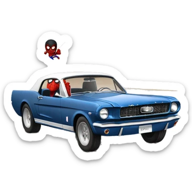 Spider-Man driving a 65 Mustang fastback sticker