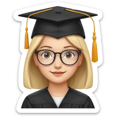 Graduated Students,Nerdy female, wearing glasses and graduation cap, serious but proud smile
 sticker