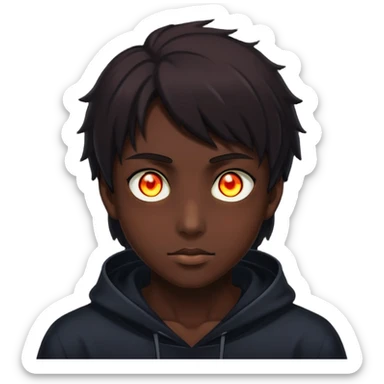 silhouette of a person with glowing eyes in darkness, mysterious anime character sticker