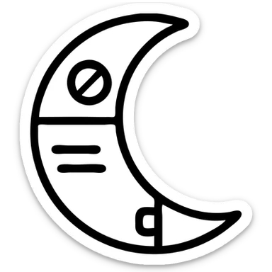 Star Wars themed crescent moon icon, stylized with subtle sci-fi elements sticker