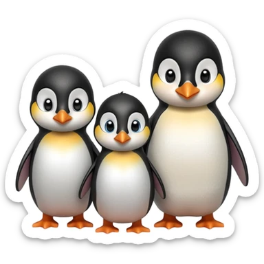 Savino the penguin,Moshi the doll and their parents sticker
