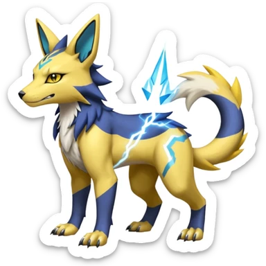 Zeraora-Renamon-Electrike-Umbreon-Lombax-Weregarurumon-fusion-creature (full body sticker