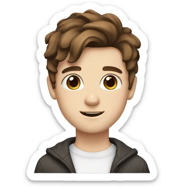 A cute boy with brown hair and brown eyes with white skin and a Taper fade and boy in hair sticker