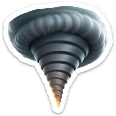 Cinematic Realistic Tornado Emoji, Spiraling fiercely, with dark swirling clouds that twist and stretch downward in a funnel shape. The winds whip up debris as the tornado roars across the landscape, leaving a trail of awe and fear. Soft glowing outline, capturing the essence of wild force and unpredictable power in a mighty tornado! sticker