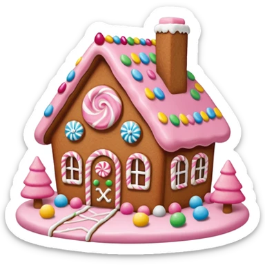 Gingerbread house pink sticker