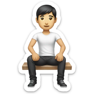 An asian guy sitting here think about his lover sticker