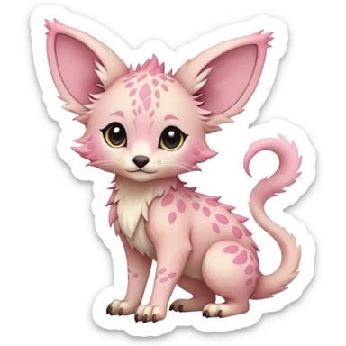 Feral Rare Fantasy cute pastel pink Vernid-Trico-species by LiLaiRa, random markings, tufted ears, full body sticker