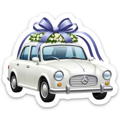 luxury car with wedding decorations, horizontal sticker