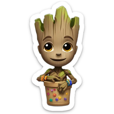 Groot with colorful bracelets sticker