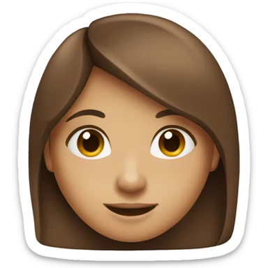 smiling girl with brown hair sitting at laptop sticker