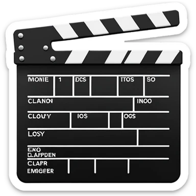minimalist film clapperboard, simple movie slate with clear black and white design, classic cinema clapper sticker
