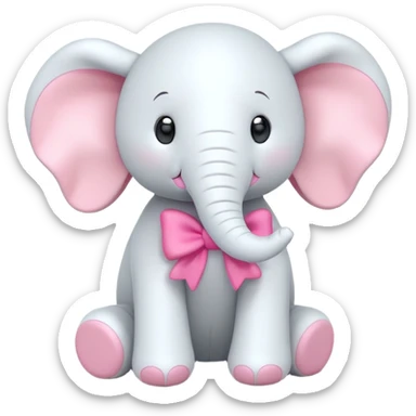 jellycat 3d plush white Elephant with a bow on its head sticker