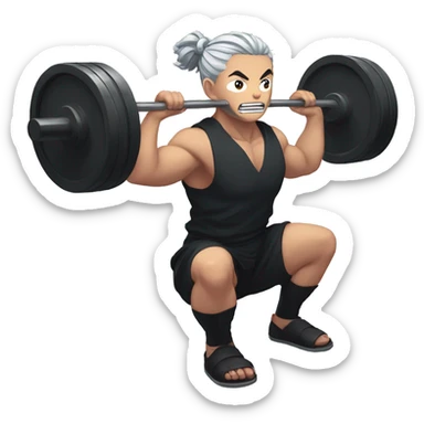 Tonjiro from demon slayer doing back squats sticker