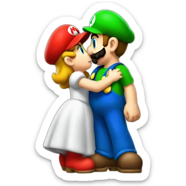 Luigi Kissing mario sticker