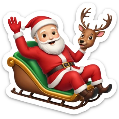 Santa sliding with his deers sticker