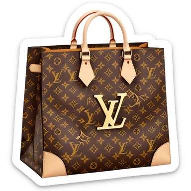 Louis Vuitton paper shopping bag with classic brown LV monogram pattern sticker