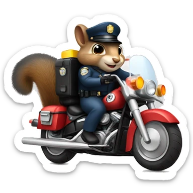 Squirrel dressed as a cop riding a motorcycle  sticker