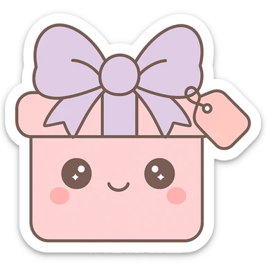 Change the gift tag to a heart shape, keep the kawaii style, no background. sticker