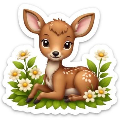 baby deer with flower sticker